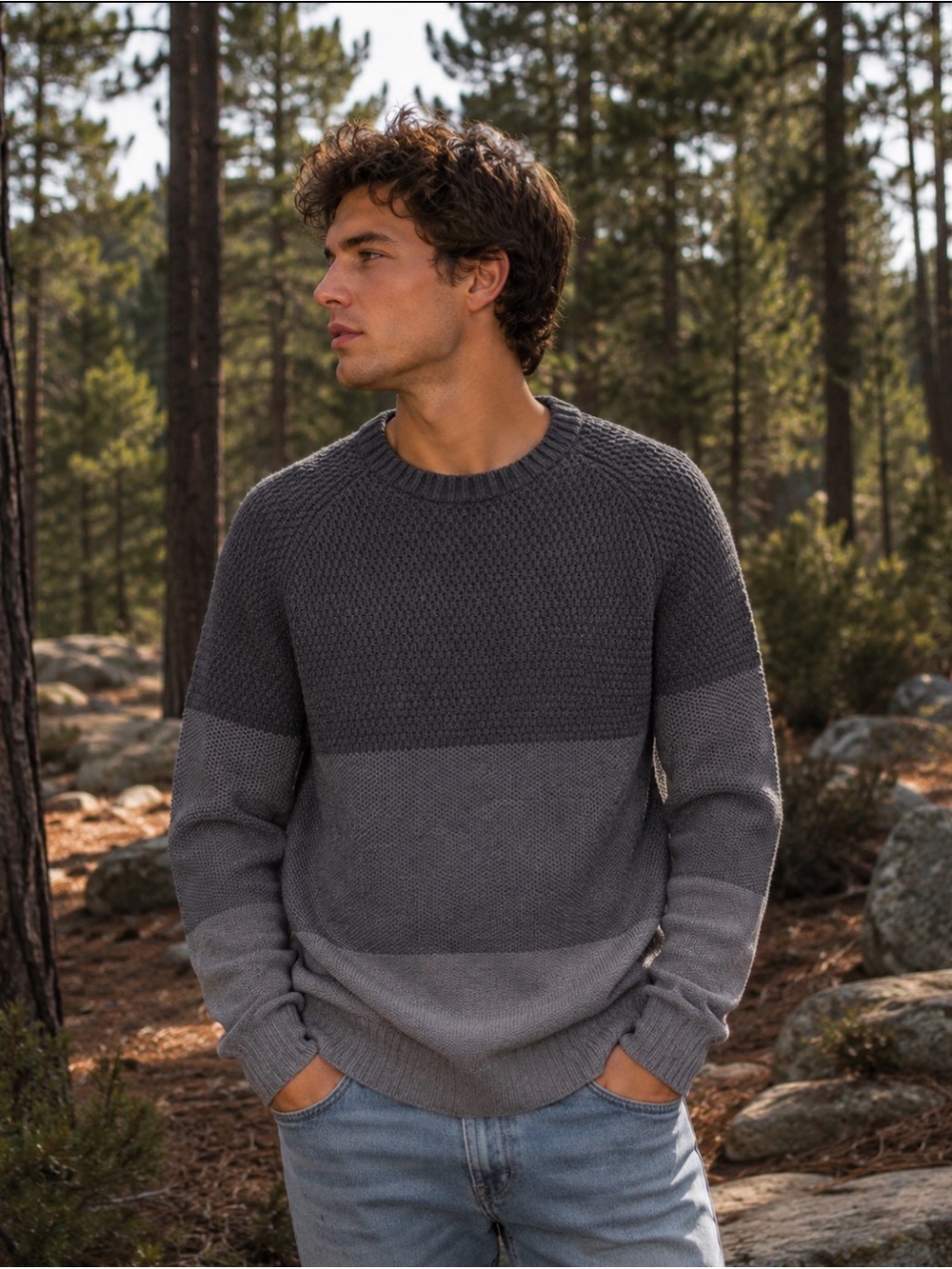 Calvin Klein grey block knit sweater